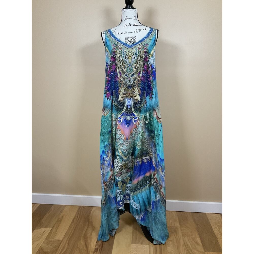 Camilla Silk Embellished Hi-Low Tank Dress – Beautiful-Size XL